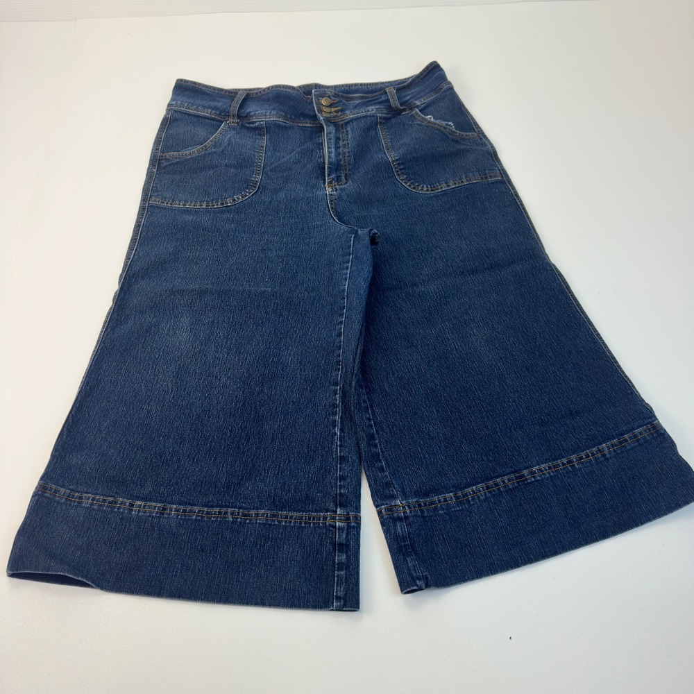 Drama Gold Womens Wide Leg Crop Jeans Dark Wash High Rise Plus Size 18 D7269X